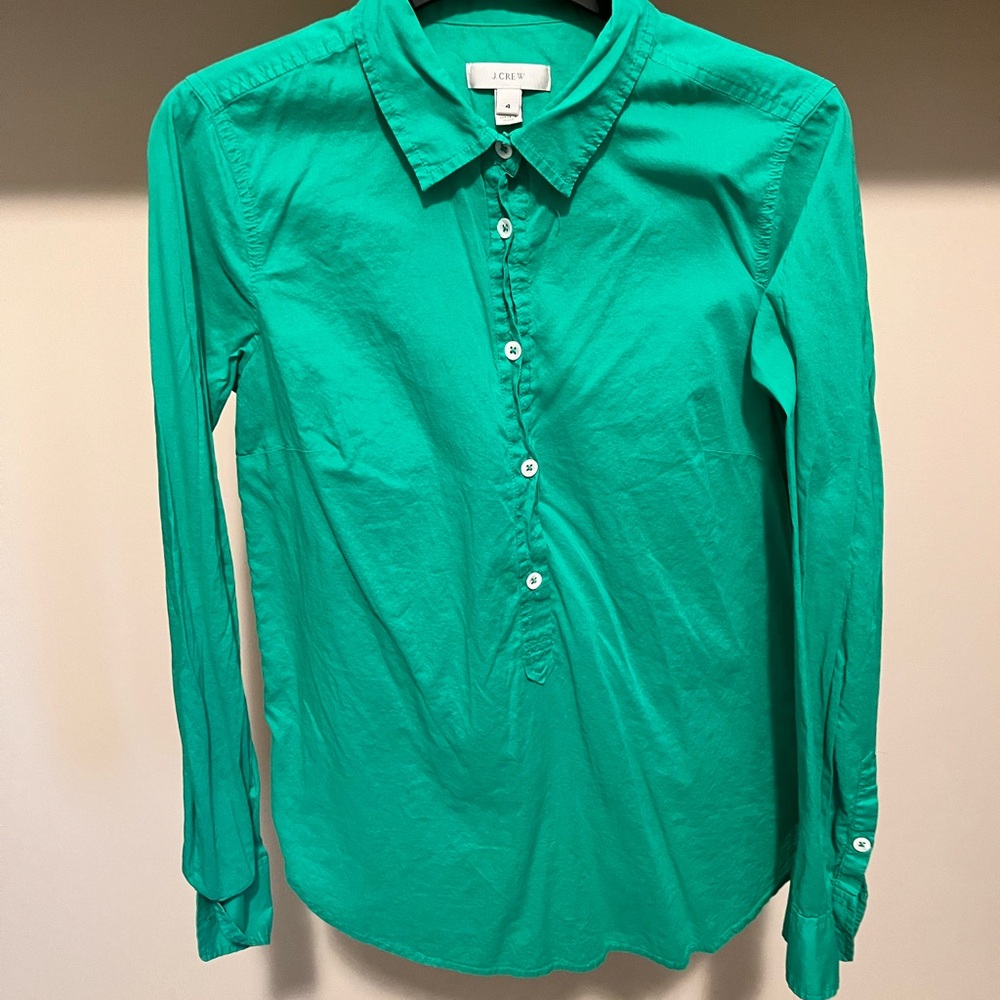 J. Crew Vibrant Green Long Sleeve Shirt